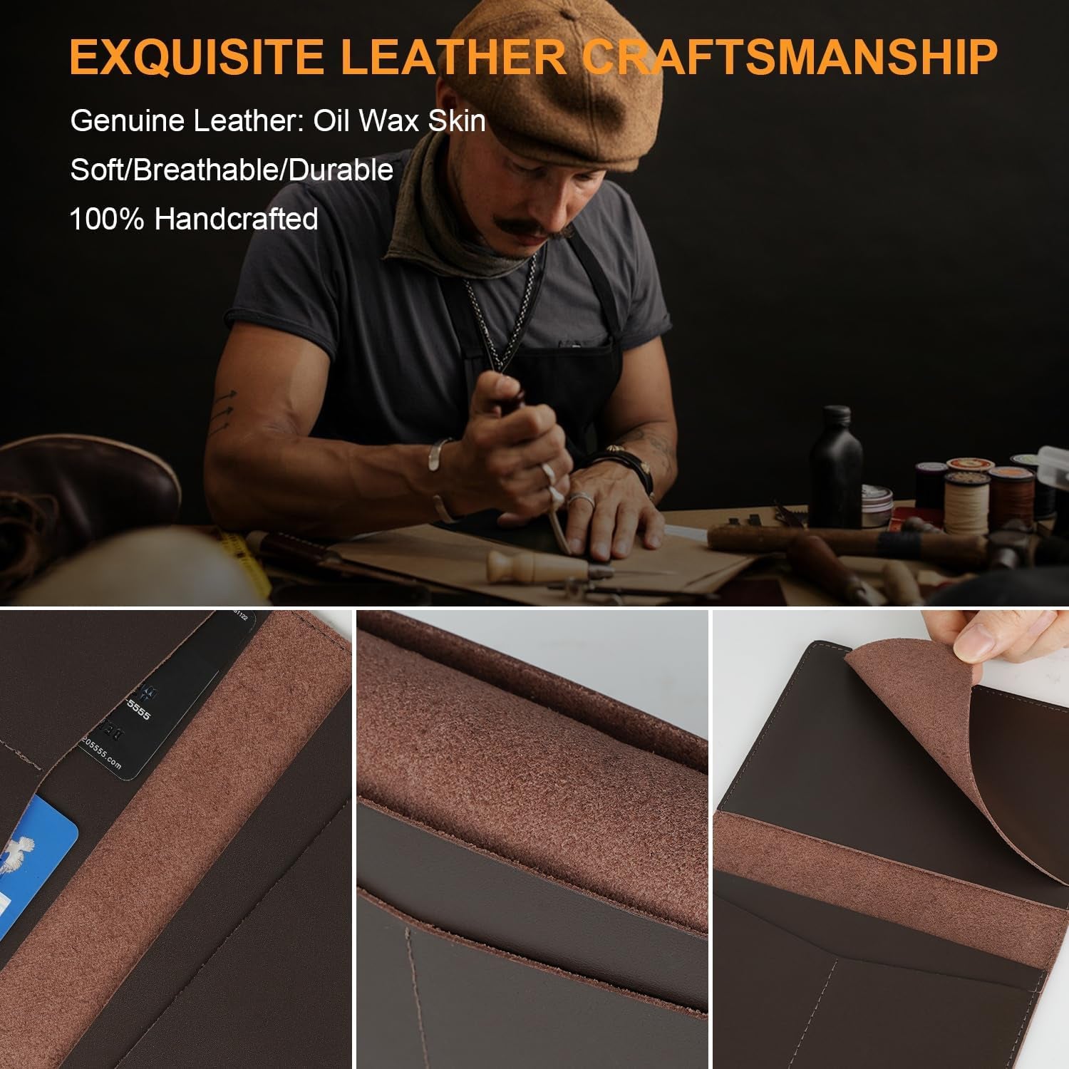 Full Grain Leather Passport Holder Cover for Men and Women Travel, Passport Wallet with Airtag Slot, Travel Must Haves Essentials Genuine Leather Passport Covers Gifts